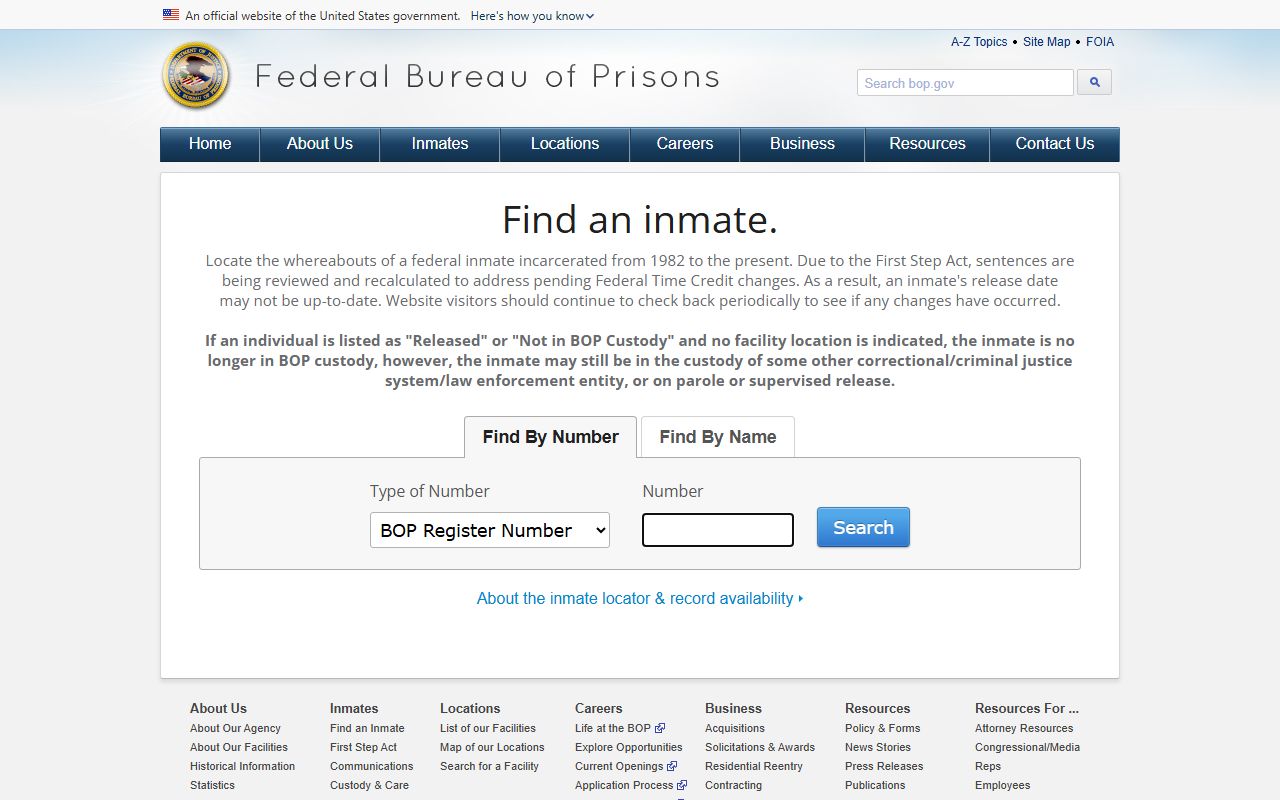 Federal BOP inmate locator showing no public booking photos for New London County arrests